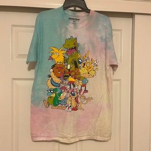 90's Kid Nickelodeon Print Tie Dye T-Shirt